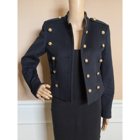 Burberry London Military Jacket Navy Wool Cashmere Gold Buttons 4 US (IT 38)