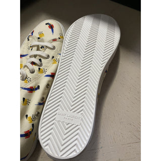 NIB Saint Laurent Men Canvas/Leather Menphis Sneakers Off White 9 US/42 Eu