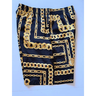 Versace Medusa Chain Print Twill Shorts Black Gold Men 34 US (IT 50) 1023185 NWT
