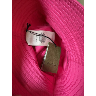 Gucci Women GG Logo Cloche Bucket Hat Pink Size S New 729470