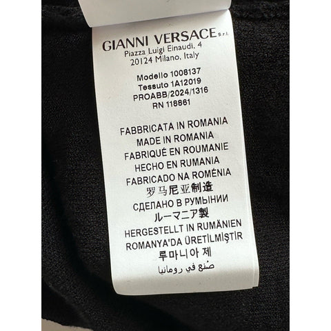 Versace Barocco All Over Print Knit Stretch Black Dress 42 Euro 1008137 NWT