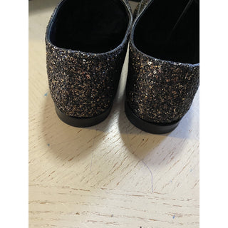 NIB $1095 Saint Laurent Men Glitter Midnight Leather Shoes Black/Gold 10.5 US/