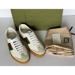 Gucci Men’s Web Leather/Suede Sneakers Natural White 11.5 US 11 Gucci 858912 NIB