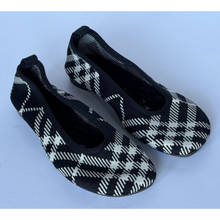 Burberry Baby Check Knit Ballet Flats Black Calico 7 US (37) IT 8096867 NWT $655