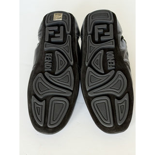 Fendi Fit Leather Low Top Sneakers Black Men 10 US (9 Fendi) IT 7E1799 NIB $950