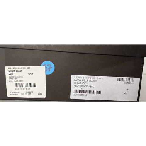 NIB $760 Bottega Veneta Strappy Block-heeled Patent Tricolor Sandals 7 US 565653