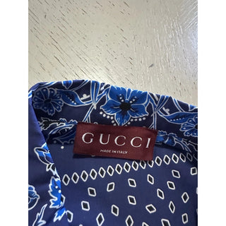New $1300 Gucci Men’s Flower Bandana Print Shirt Blue Size 54/XXL