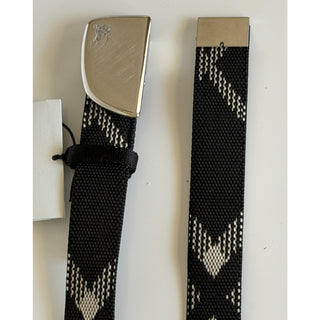 Burberry Silver Metal Buckle Shield Webbing Black Belt 100/40 8087708 NWT $490