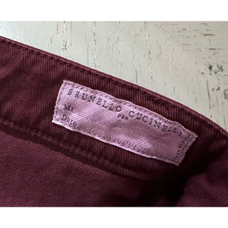 Brunello Cucinelli Men Traditional Fit Jeans Pants Burgundy 40 US/56 Eu New $750