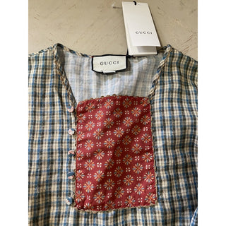New $1200 Gucci Country Check Shirt Blue/Red/Green Size 46 Eu Italy