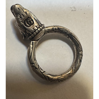 New Authentic GUCCI Silver A. Forest Wolf Ring Black Prezioso 8 US ( 16 ) 511851