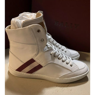 New $650 Bally Men Oldani Leather High-Top Sneakers White 8.5 US Italy