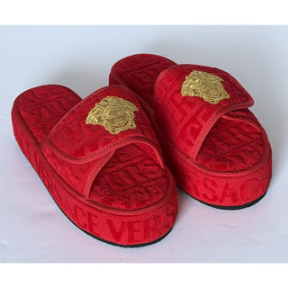 Versace Medusa Platform Slide Slippers Red Gold Women 9 US (39 Eu) ZSL00003 NIB