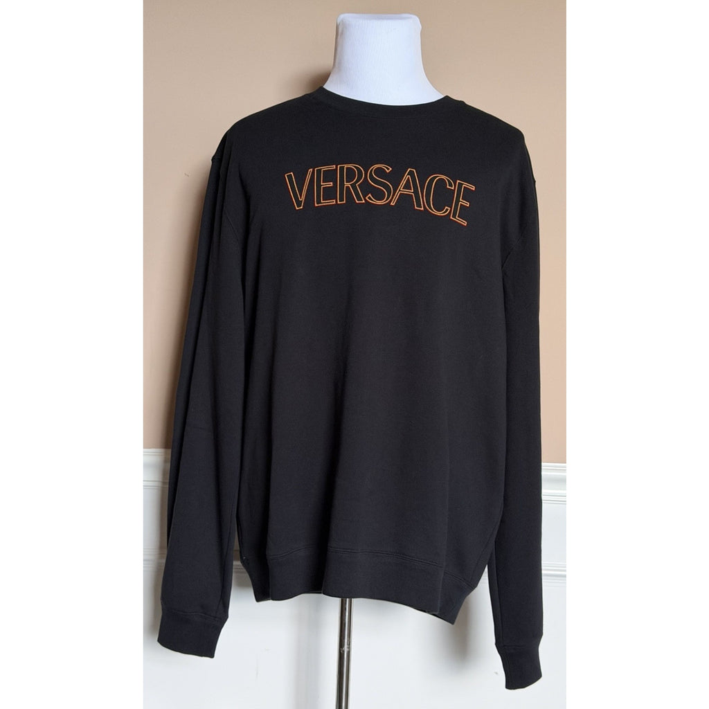 Versace Embroidered Non-brushed Sweater Black 5XL 1011852 NWT $1000