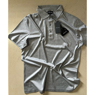 NWT $875 Giorgio Armani Mens Silk/Cotton Polo Shirt Gray 40 US/50 Eu ( M ) Italy