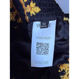 Versace Leaf Print Men's Black&Gold Silk Shorts 52 Euro (32”) 1010119 NWT $1200