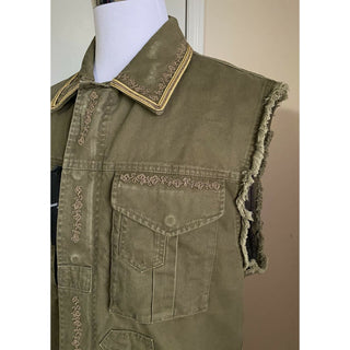 New $2290 Saint Laurent Vest Gilet Kaki/Green L ( 42 US/52 Eu ) Italy