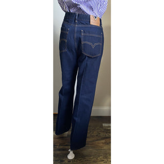 New $1200 Valentino Women's Crop Denim Flare Jeans Pants Blue 32 Italy
