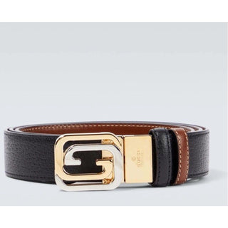 New Gucci Men Leather Reversible belt GG Buckle Black/Brown 75/30 715603