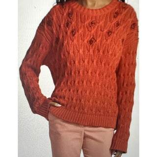 Loro Piana Women Valencia Cabled Cotton Sweater Orange Size L Italy New $3350