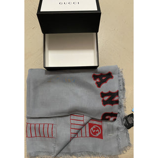 NWT $900 Gucci Men’s Shawl Angels Scarf Lead/Red Italy