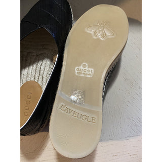 New Gucci Men Leather Espadrille Shoes Black 8 US/7 UK