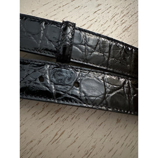 New $2250 Gucci Men Gucci Caiman Crocodile belt GG Buckle Black 85/34 715604
