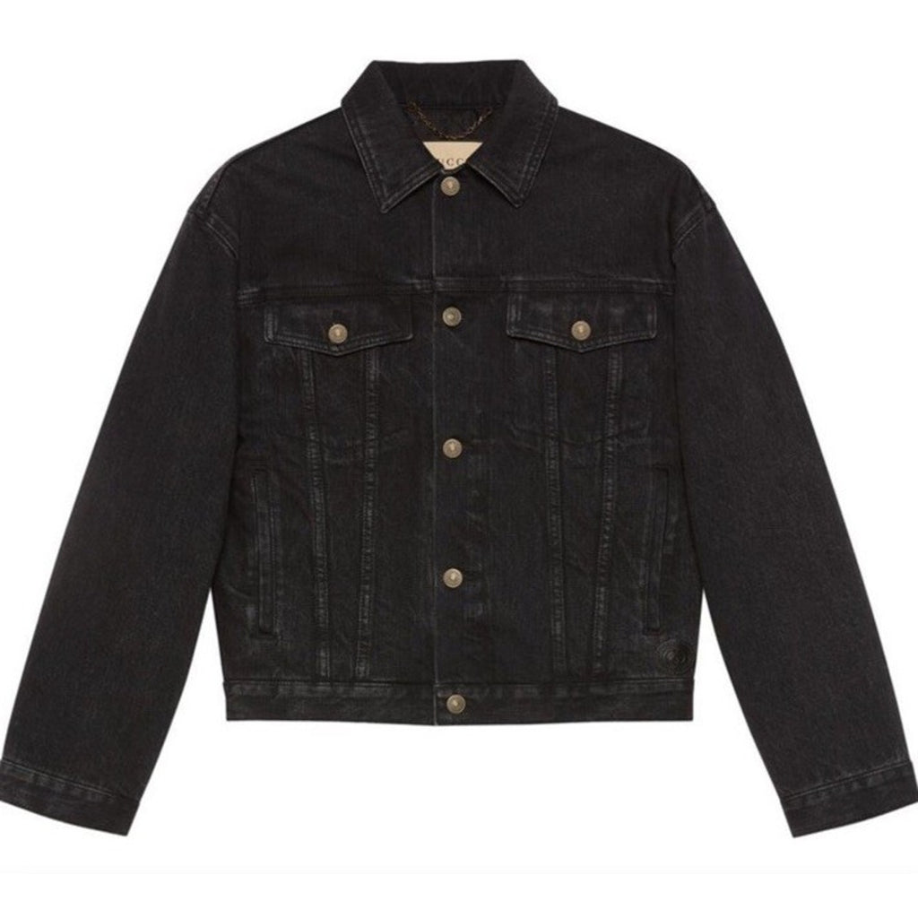 New $5200 Gucci Men Denim Jacket Coat Black 44 US/56 Eu 725588