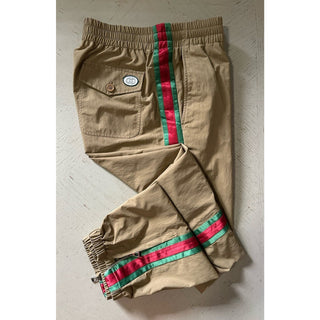 New $1700 Gucci Men Drawstring Track Pants beige/tan 46 Eu/30 US