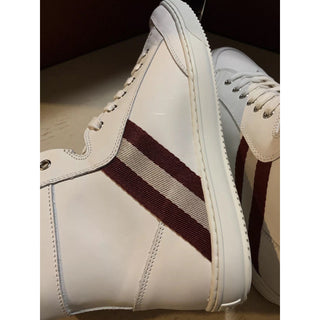 New $650 Bally Men Oldani Leather High-Top Sneakers White 8.5 US Italy