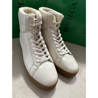 NIB $950 Bottega Veneta Men Leather High Top Sneaker Shoes White 8 US/41 Eu