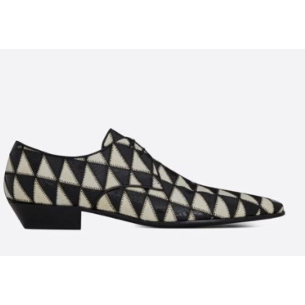 NIB $1795 Saint Laurent Women Python Leather Shoes Black/Ivory 7.5 US/37.5 Eu