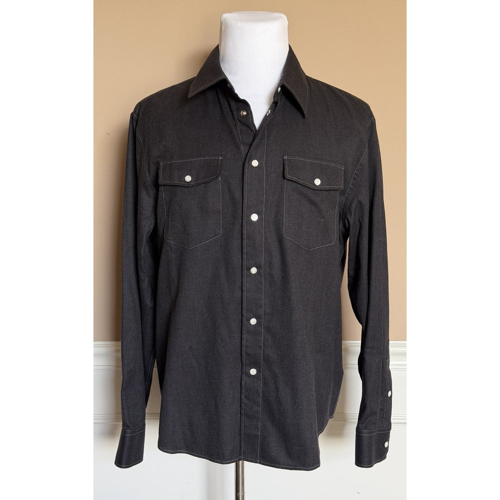 Versace Embroidered Long Sleeve Shirt Charcoal 40 US (50 Eu) 1021351 NWT $1700