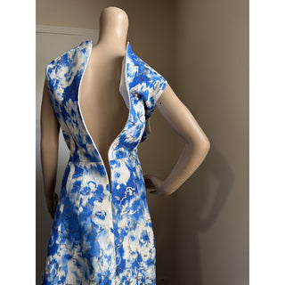 New $2790 Carolina Herrera Dress Blue/Silver 14 US