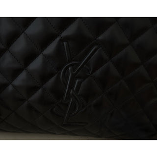 New $4900 Saint Laurent YSL Print TRAVEL BAG IN QUILTED LEATHER Black 736009