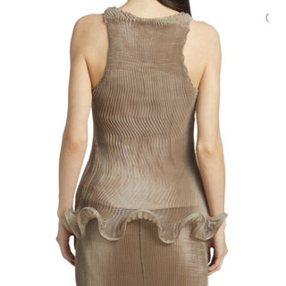 New $2385 GIVENCHY Flared Hem Organza Top Color: PALE GOLDEN One Size Italy