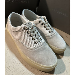 NIB $950 Brunello Cucinelli Men’s Suede Sneakers Shoes Ivory 9 US/42 Eu
