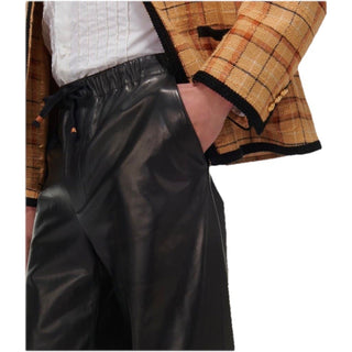 New $4700 Gucci Men Leather Jogging Pants Black Size 50 Eu/34 US 738235