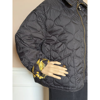 Versace Reversible Barocco Palm Quilted Jacket Black Gold 52 Euro 1022974 NWT