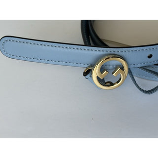 Gucci Women's Cloudy Blue Calf Leather Belt  110/44 Italy 723073 NWT