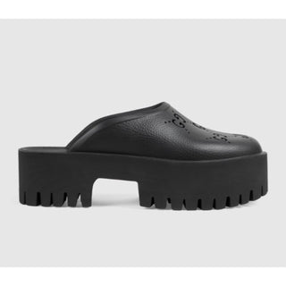 Gucci GG Monogram Rubber Platform Mule Slides Black 9 US (39 Euro) 663577 NWT