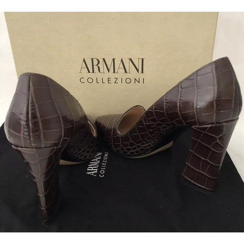 NIB $825 Armani Collezioni Women's High Heel Leather Dress Shoes 9 US X5E016 IT