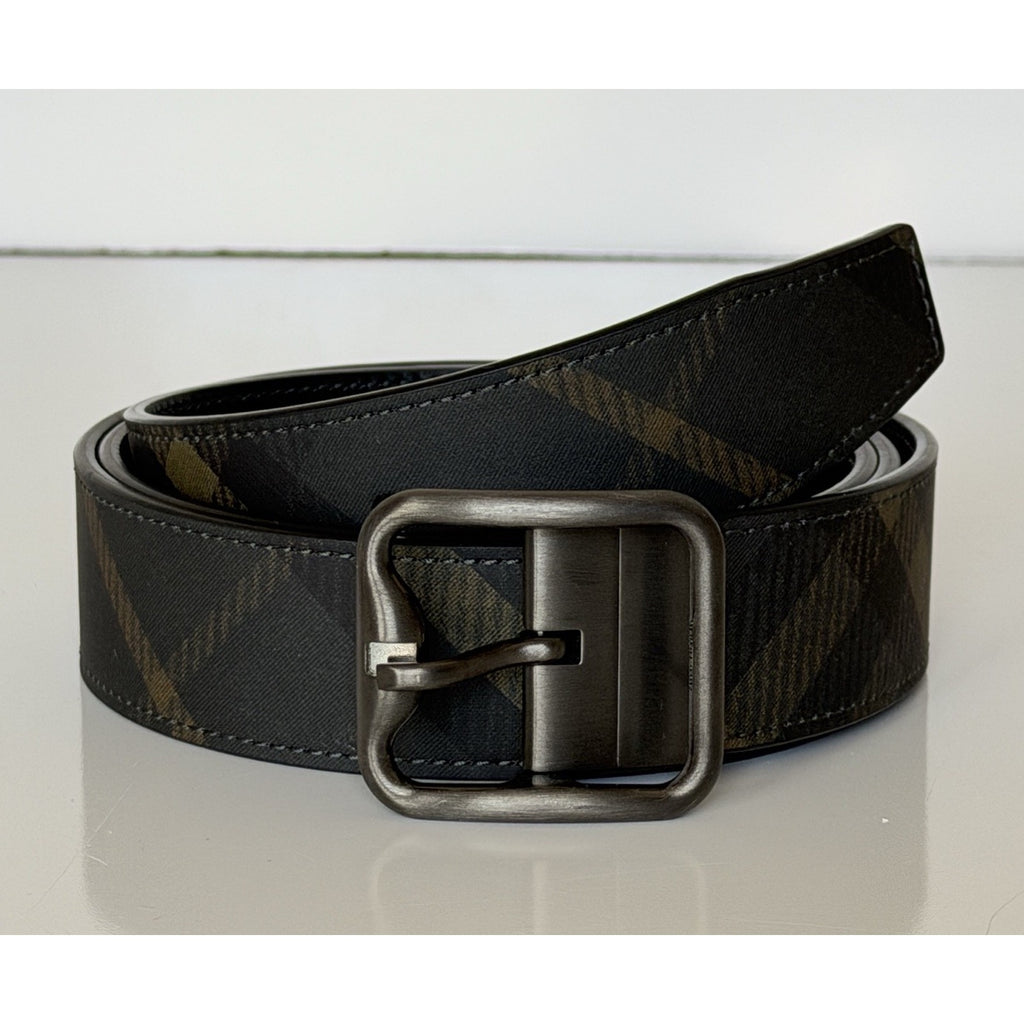 Burberry Reversible Check B Buckle Leather Wide Belt 46/115 8098126 IT NEW $550