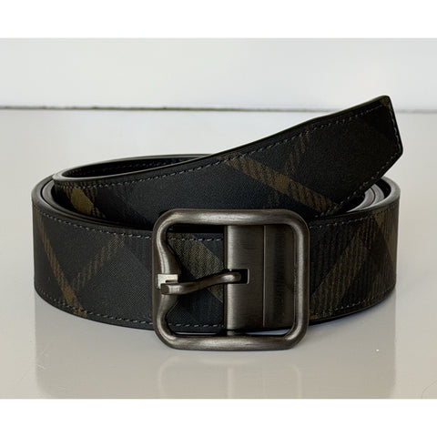 Burberry Reversible Check B Buckle Leather Wide Belt 46/115 8098126 IT NEW $550