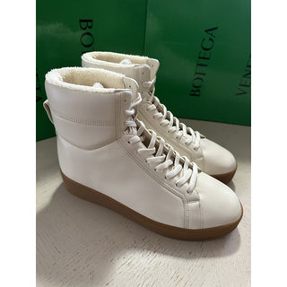 NIB $950 Bottega Veneta Men Leather High Top Sneaker Shoes White 8 US/41 Eu