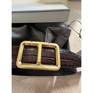 New $920 TOM FORD Mens Leather Belt Brown 95/38 Italy