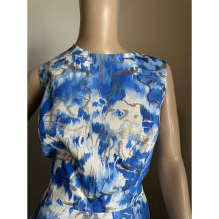 New $2790 Carolina Herrera Dress Blue/Silver 14 US