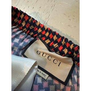 NWT $1280 Gucci Men Drawstring Gucci Print Short Pants Blue/Red/Mul 40 US/56 Eu