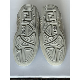 Fendi Fit FF Jacquard Suede Sneakers Grey Men 11 US (10 Fendi) 7E1842 NIB $950