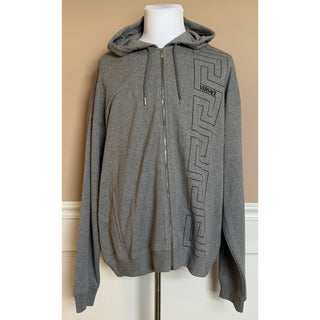 Versace Greca Logo Non-brushed Cotton Gray Jacket with Hoodie 6XL 1021361 NWT